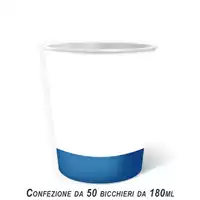 Foto articolo dell\'articolo BICCHIERE ACQUA IN CARTA DA 180 ML BIANCO/ BLU X 50 PZ