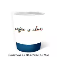 Foto articolo dell\'articolo BICCHIERE CAFFE' IN CARTA DA 75 ML BIANCO COFFEE ALWAYS X 50 PZ